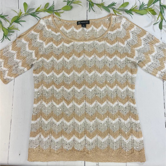 I.N.C Sweaters - INC International Concept Gold  Sequin Knit Sweater